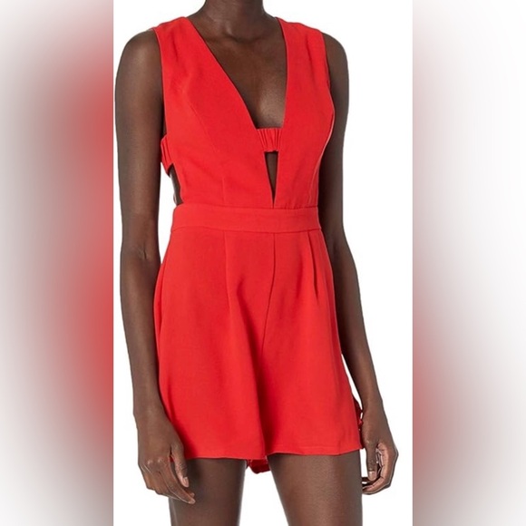 Sugarlips Pants - Sugarlips | Red V-Neck Romper